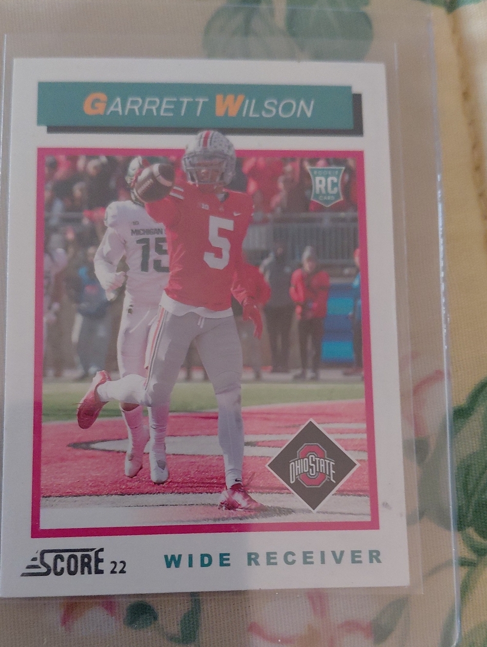 Garrett Wilson Red Wide Receiver Football Trading Card -